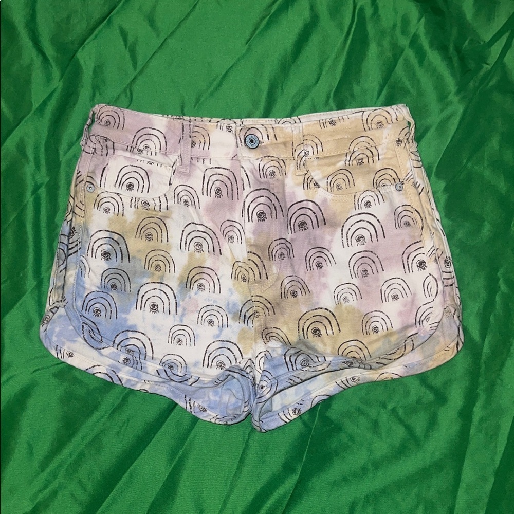 Anthropologie Pilcro Pastel Rainbow High-Rise Shorts size 27- Flaw